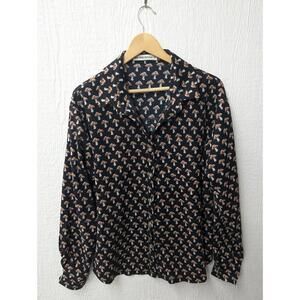 Sm Wardrobe Black Mushroom Toadstool Button Down Shirt Top Unisex Size XL